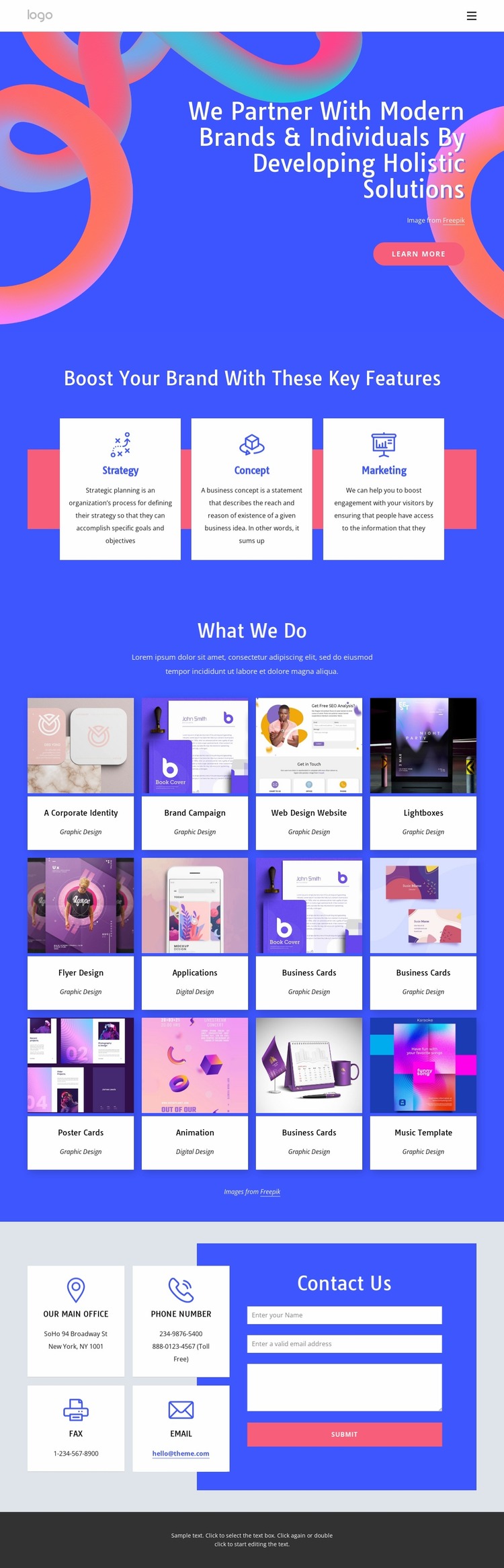 We create brands as living breathing experiences Website Mockup