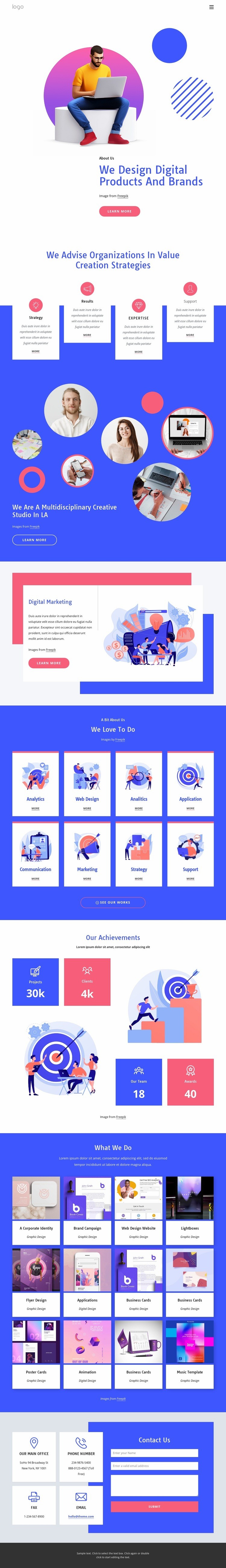 The studio specializes in building brands Wix Template Alternative