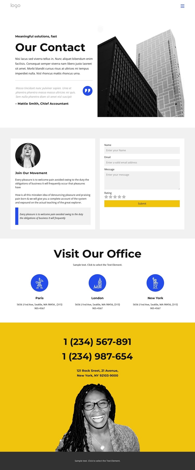 Logistics company contacts Joomla Template