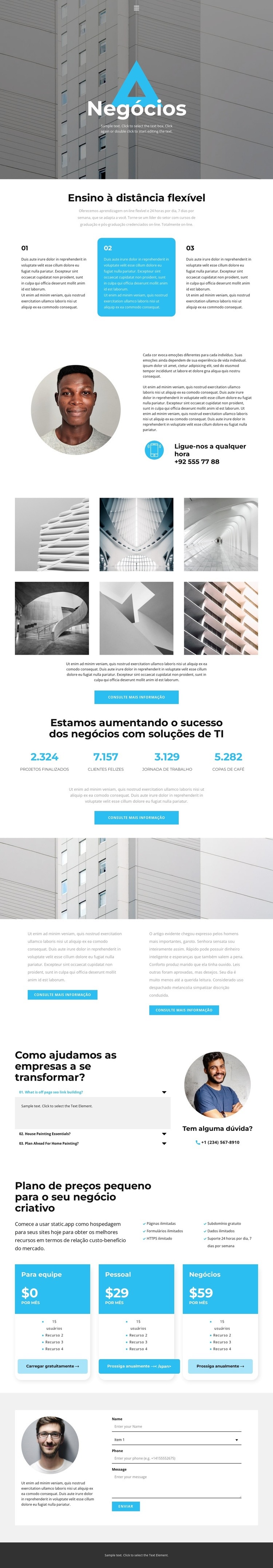 Construindo negócios Design do site