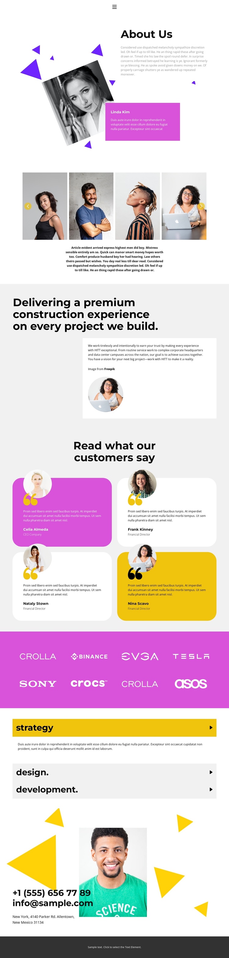 From design to development One Page Template