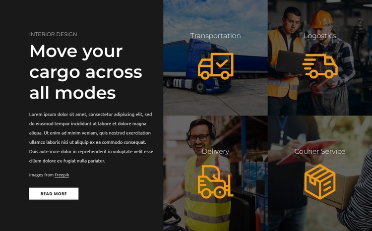 Move your cargo across all modes One Page Template