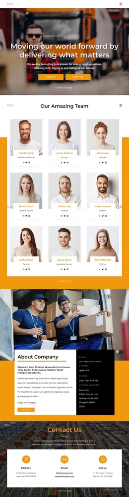 International Parcel Delivery Company Visual Composer Page