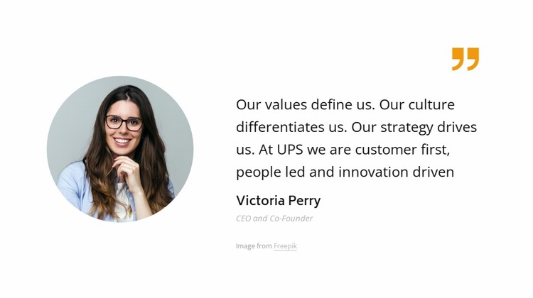 The values driving our culture Website Mockup