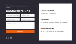 Kontaktblock Mit Dunklem Hintergrund – Vorlage Für Website-Builder