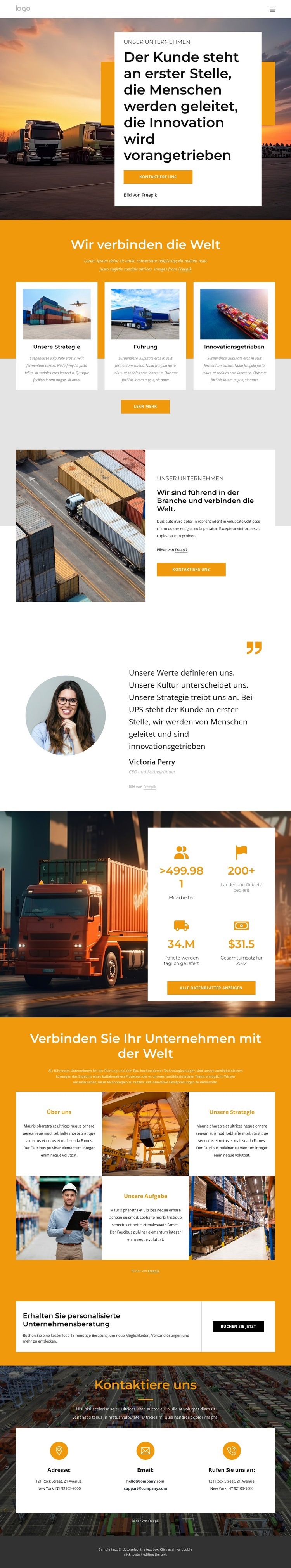 Leistungsstarkes Transportunternehmen HTML Website Builder