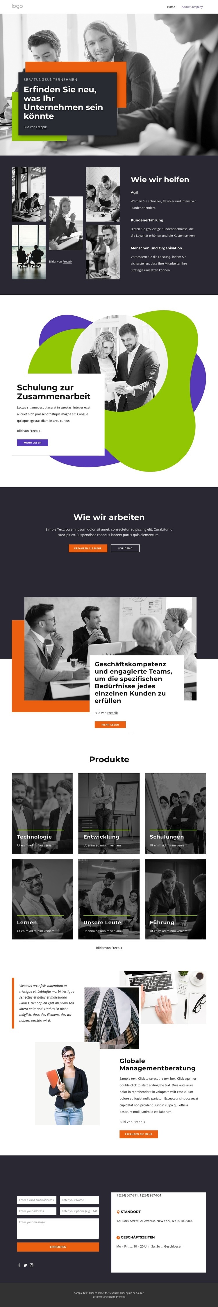 Erfahrung und digitale Transformation Landing Page