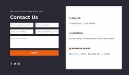 Contact Us Block With Dark Background