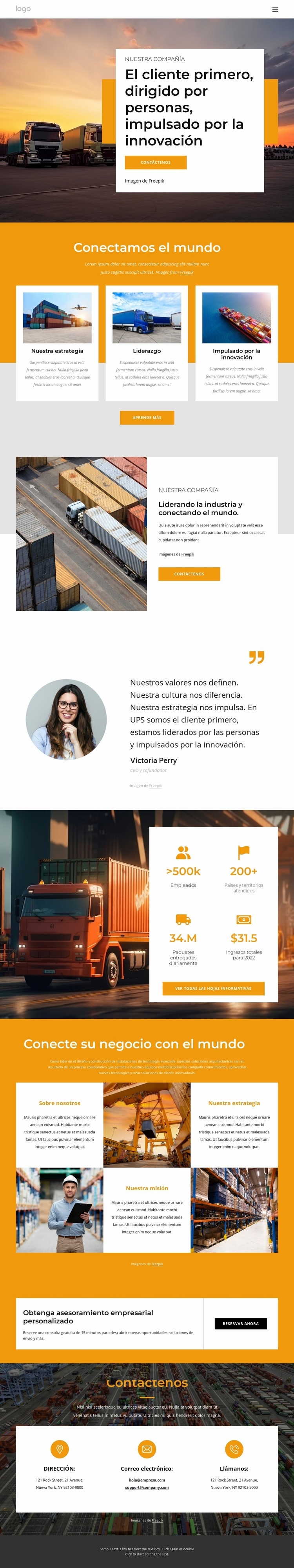 Empresa de transporte de alto rendimiento. Creador de sitios web HTML