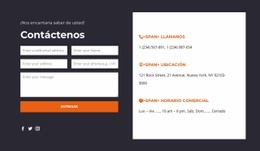 Contáctenos Bloque Con Fondo Oscuro Plantilla De Powerpoint