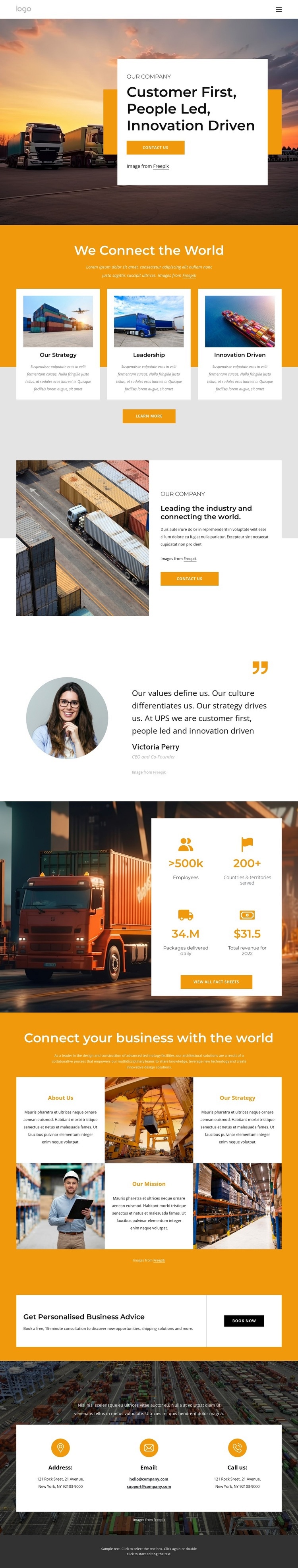 High-performance transport company Homepage Design