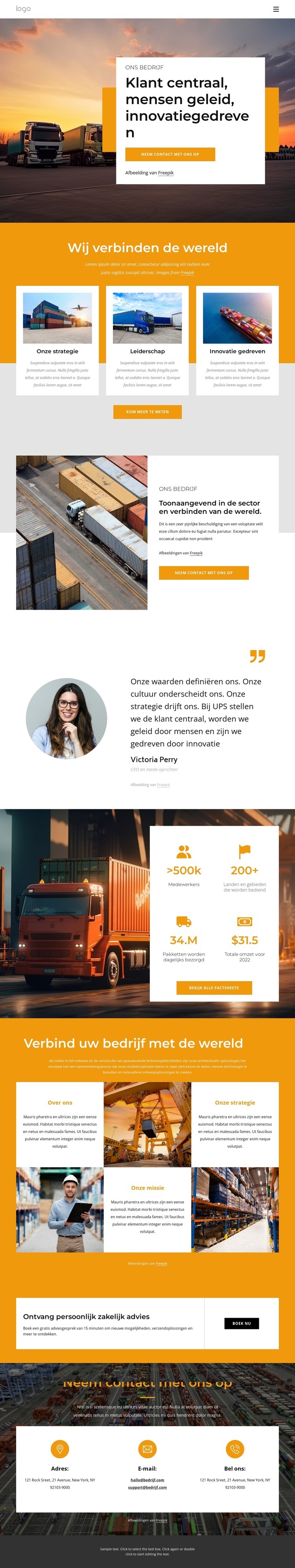 Hoogwaardig transportbedrijf Html Website Builder