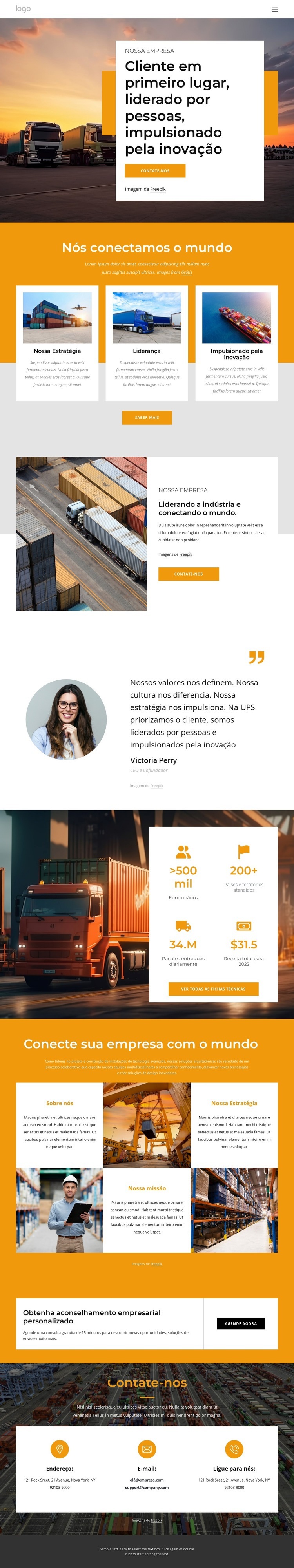 Empresa de transporte de alto desempenho Landing Page