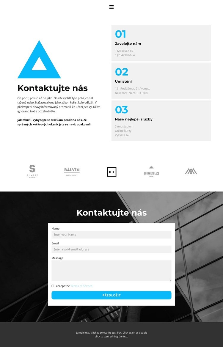 Kontakty na kancelář centra Téma WordPress