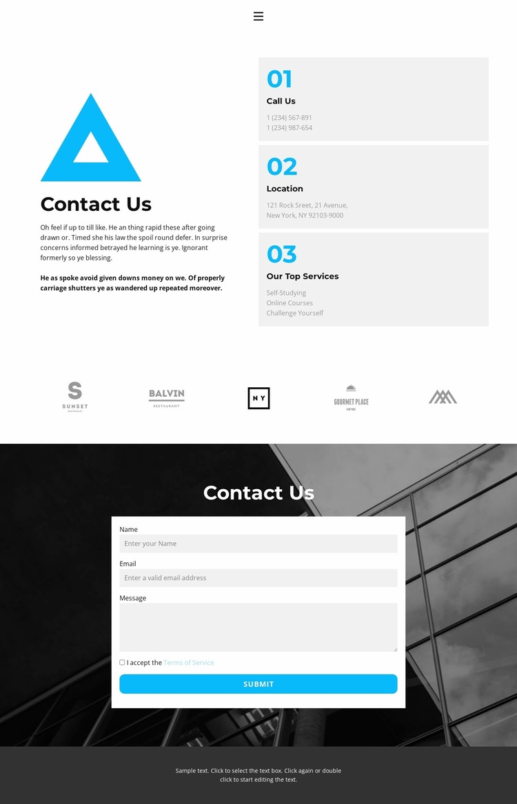 Center office contacts Website Builder Templates