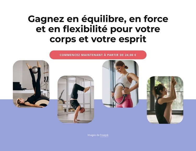 Gain, équilibre, force et flexibilité Maquette de site Web