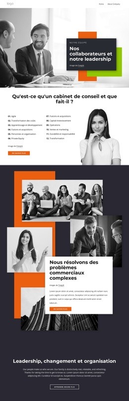 Nos Collaborateurs, Nos Partenaires Et Notre Leadership – Page De Destination HTML5