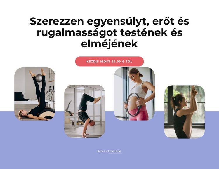 Erősödés, egyensúly, erő és rugalmasság Weboldal sablon