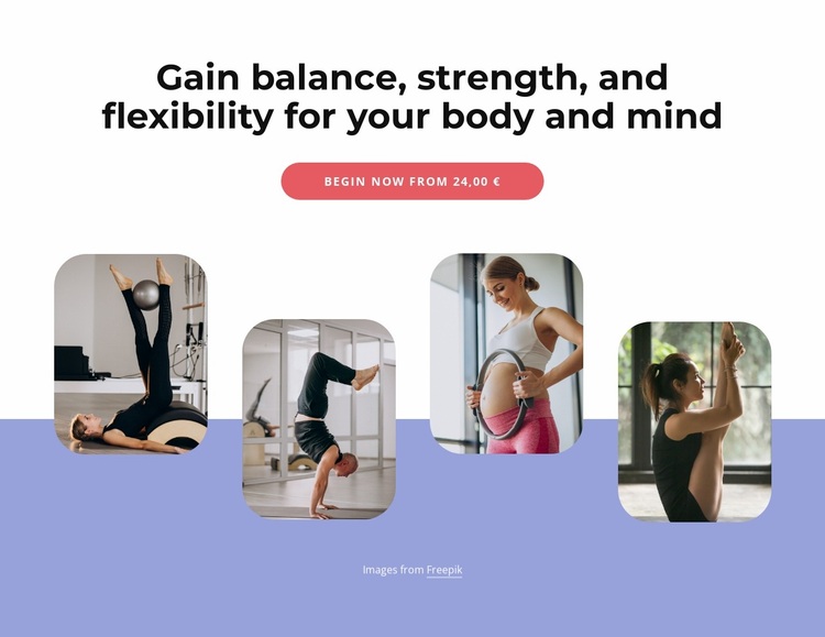 Gain, balance, strength and flexibility Website Design