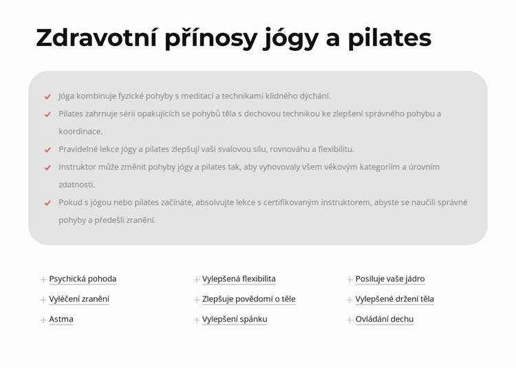 Zdravotní přínosy jógy a pilates Šablona