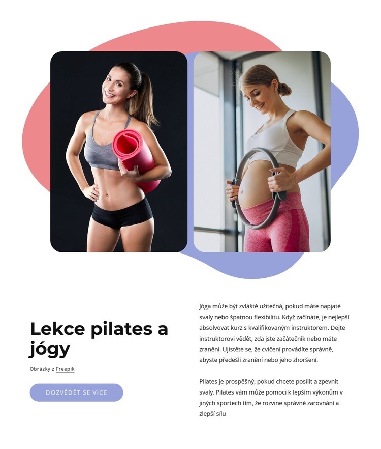 Pilates + Yoga je butikové studio Šablona webové stránky