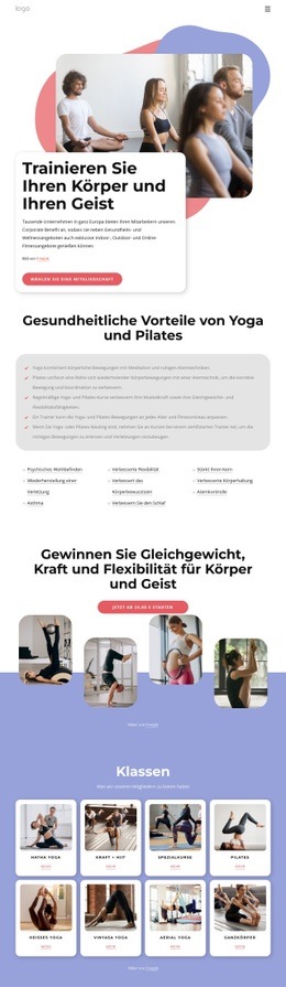 Pilates- Und Yoga-Kurse