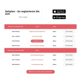HTML-Seitendesign Für Zeitplan
