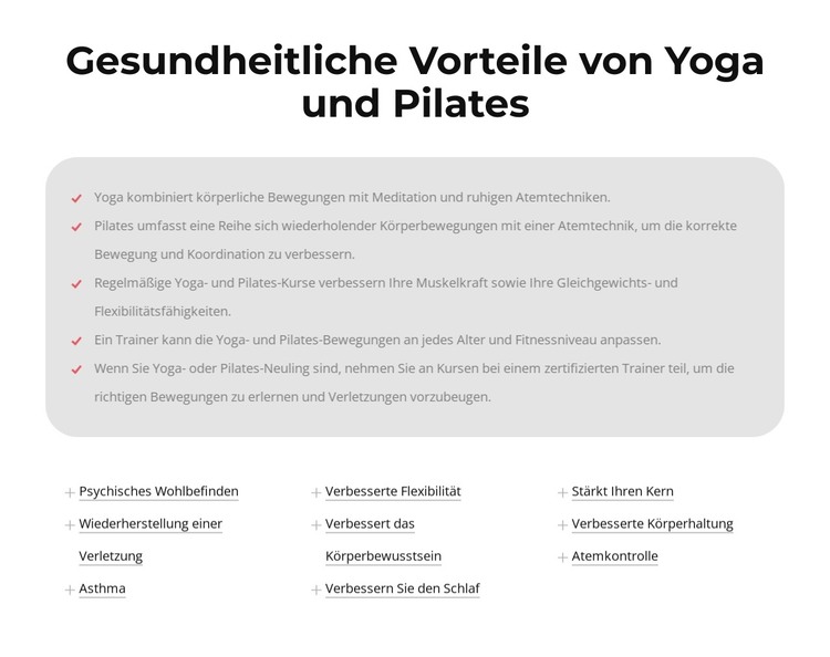 Gesundheitliche Vorteile von Yoga und Pilates HTML-Vorlage