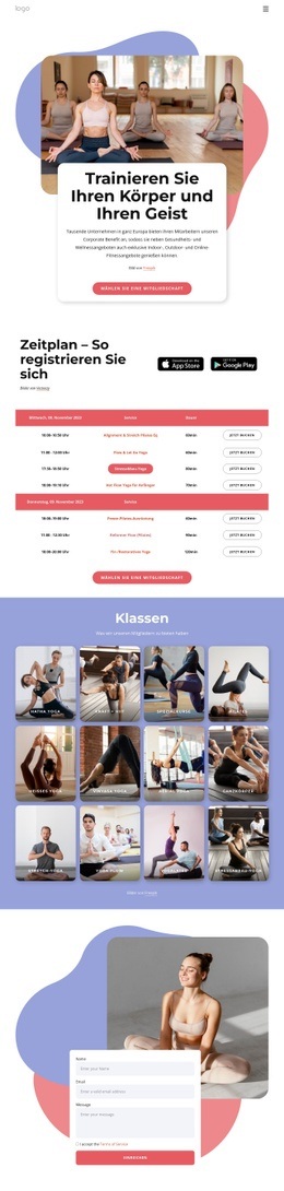 Genießen Sie Pilates Und Yoga Up-Formulare