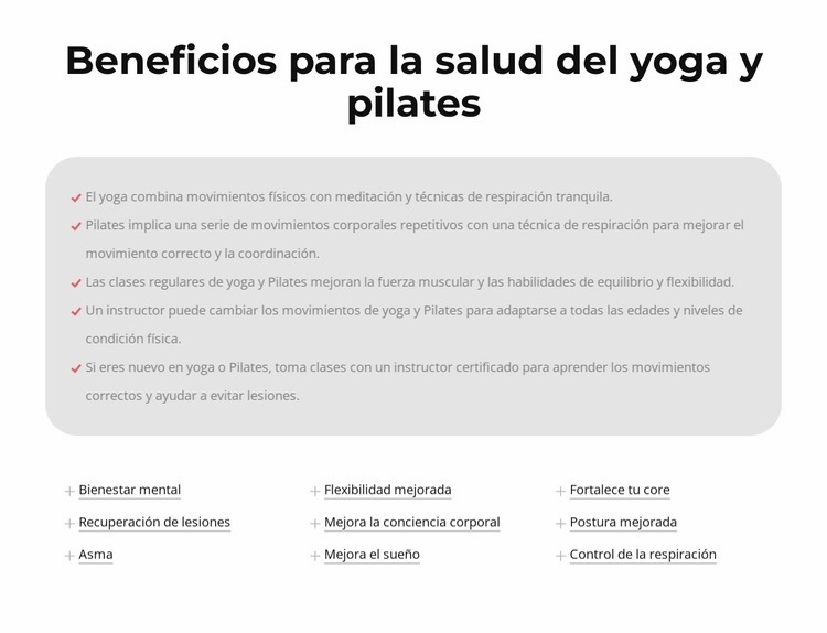 Beneficios para la salud del yoga y pilates Diseño de páginas web