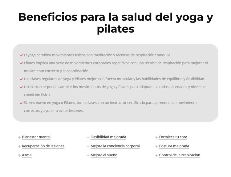 Beneficios para la salud del yoga y pilates Plantilla de una página