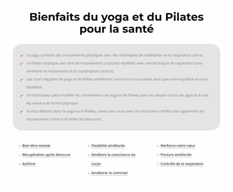 Bienfaits du yoga et du Pilates pour la santé Modèle