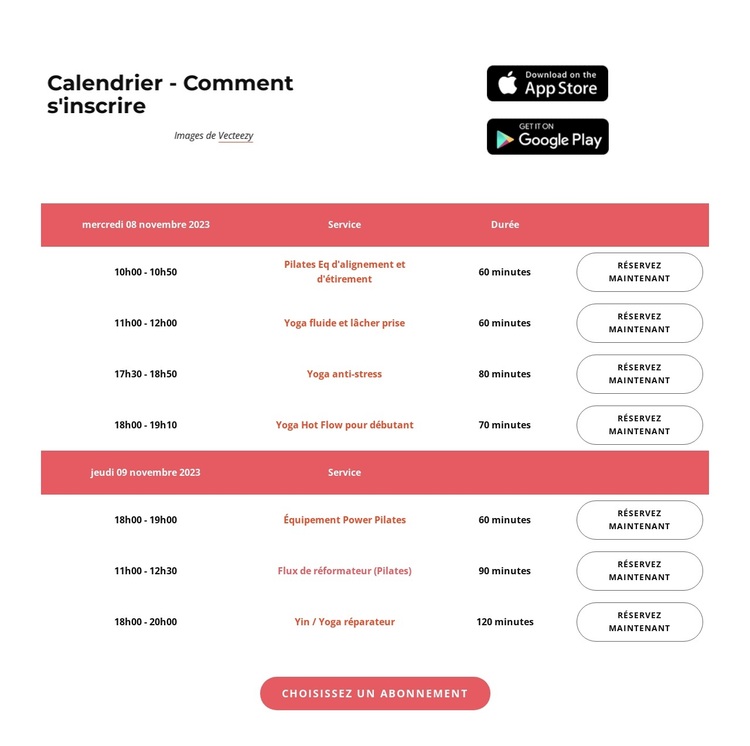 Calendrier Thème WordPress