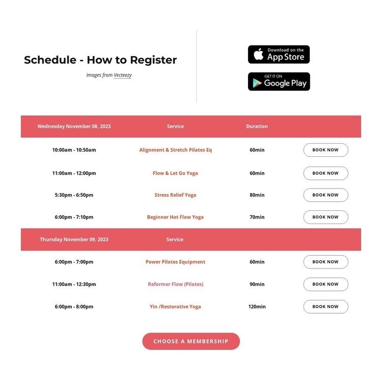 Schedule Html Code Example