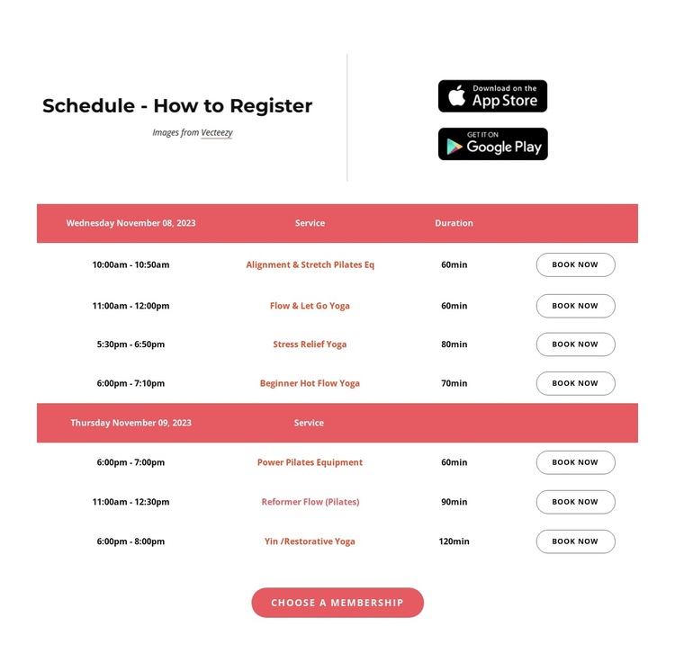 Schedule HTML5 Template