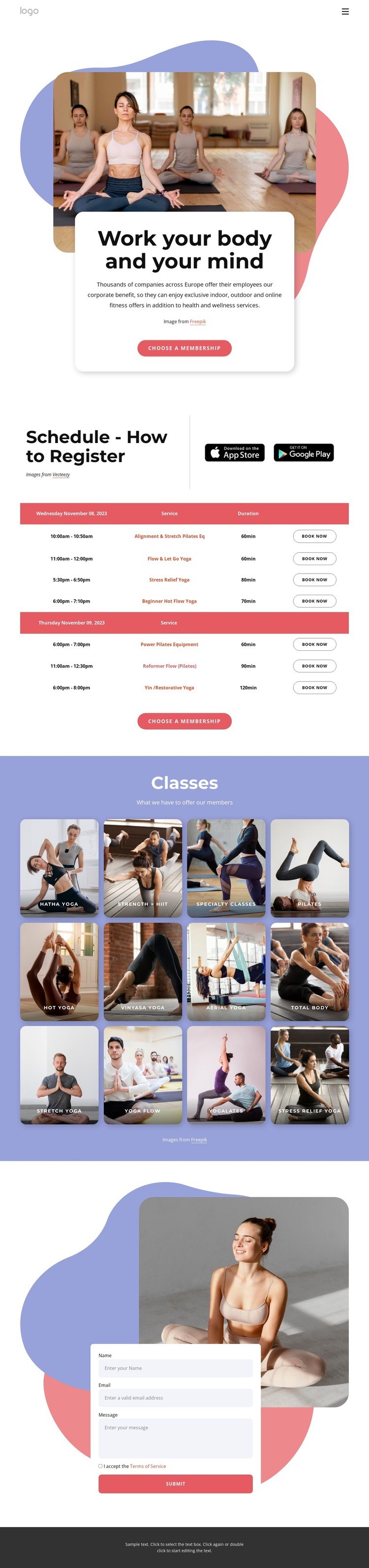 Élvezze a pilates-t és a jógát Html Weboldal készítő