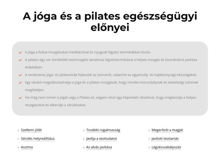 A jóga és a pilates egészségügyi előnyei HTML Sablon