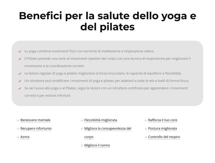 Benefici per la salute dello yoga e del pilates Modelli di Website Builder