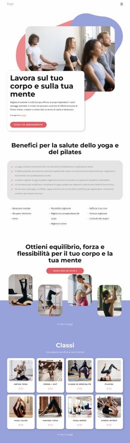 Progettazione Di Siti Web Multiuso Per Lezioni Di Pilates E Yoga