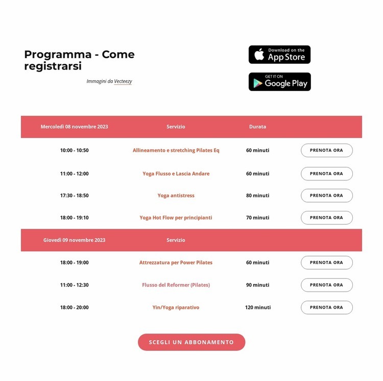 Programma Mockup del sito web