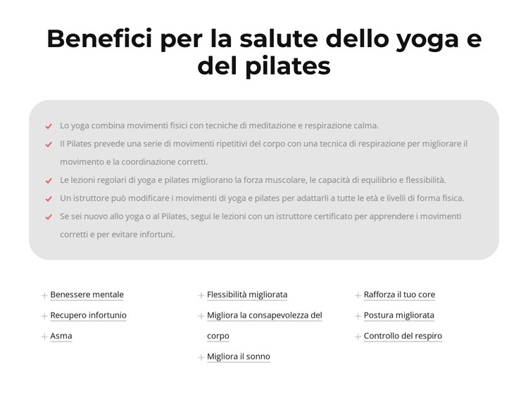 Benefici per la salute dello yoga e del pilates Modello CSS