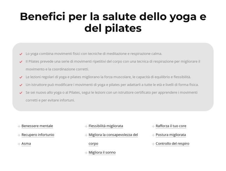 Benefici per la salute dello yoga e del pilates Modello HTML5