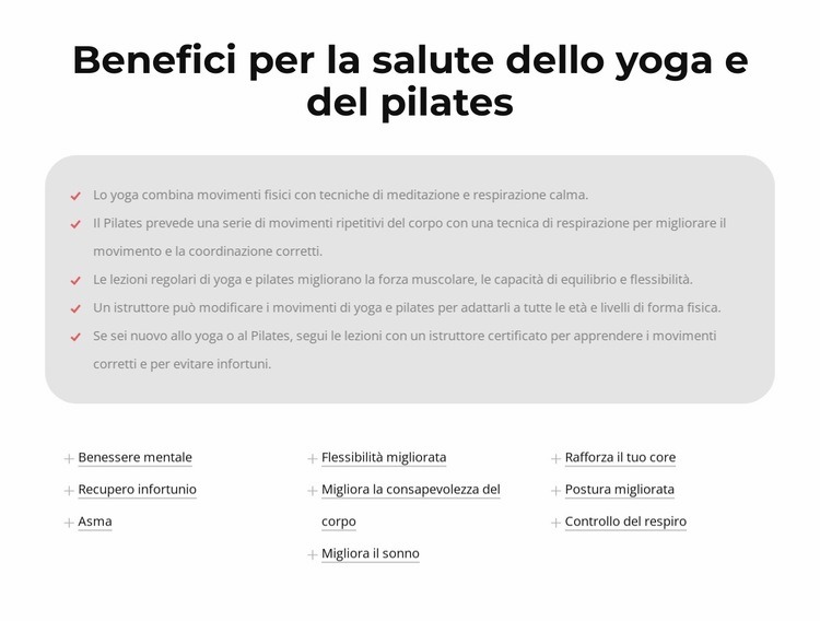 Benefici per la salute dello yoga e del pilates Un modello di pagina