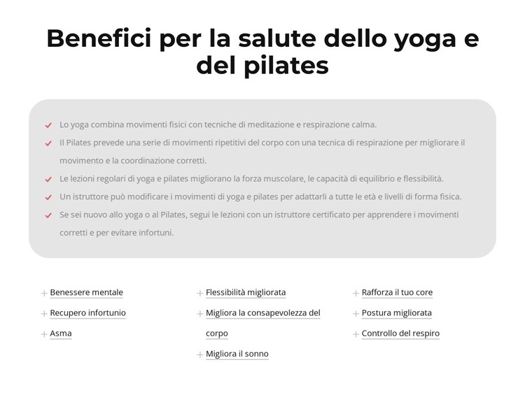 Benefici per la salute dello yoga e del pilates Pagina di destinazione