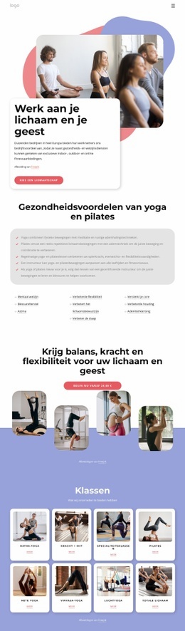 Exclusieve Landingspagina Voor Pilates- En Yogalessen