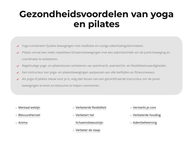Gezondheidsvoordelen van yoga en pilates Html Website Builder