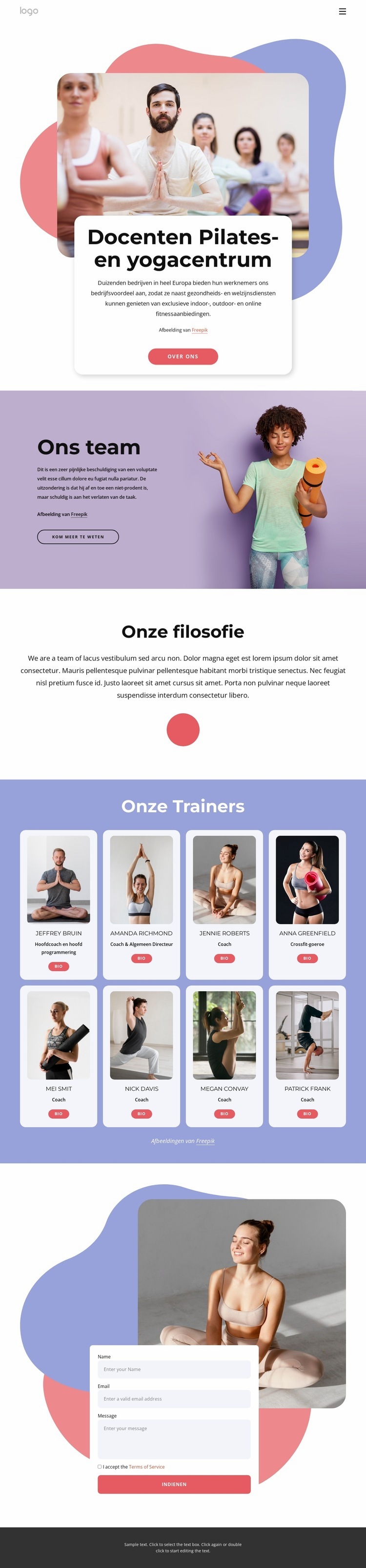 Docenten Pilates- en yogacentrum Html Website Builder