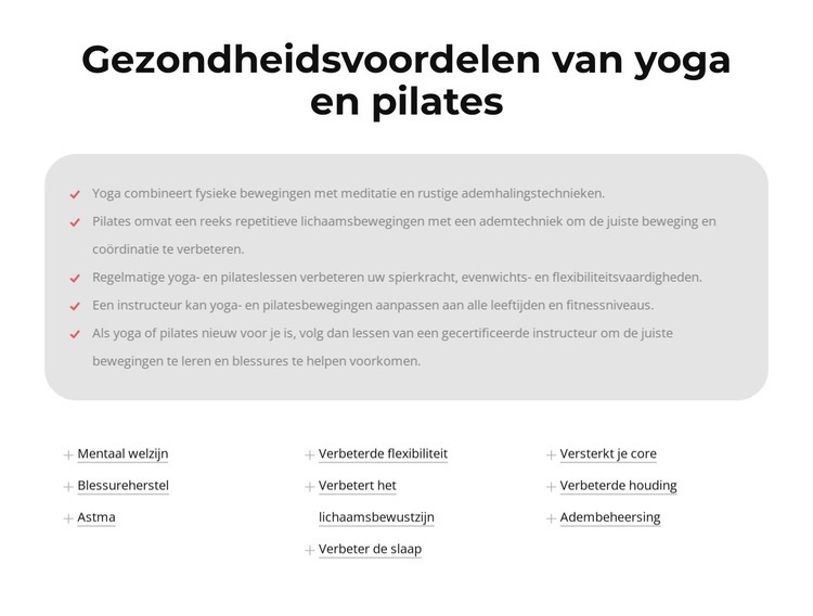 Gezondheidsvoordelen van yoga en pilates HTML5-sjabloon
