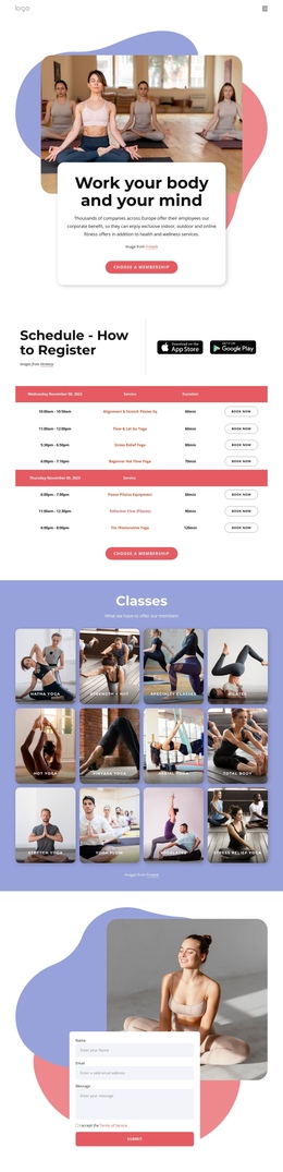 Enjoy Pilates And Yoga - One Page Template Inspiration
