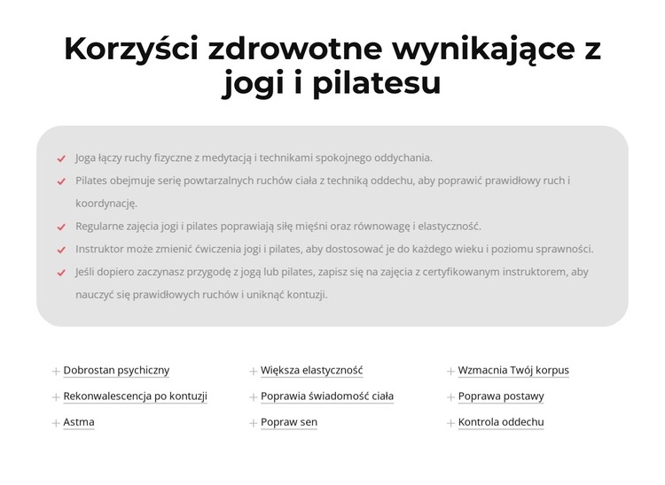 Korzyści zdrowotne wynikające z jogi i pilatesu Szablon HTML